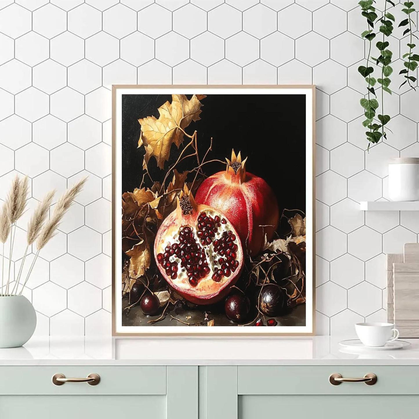 Caravaggio Inspired Eclipse Lit Pomegranate Rind painting number kit