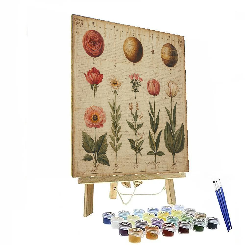 Leonardo Da Vinci Inspired Solar System Herbarium painting number kit