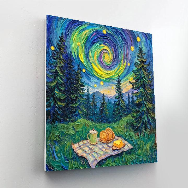 Van Gogh Inspired Aurora Forest Picnic paint by numbers