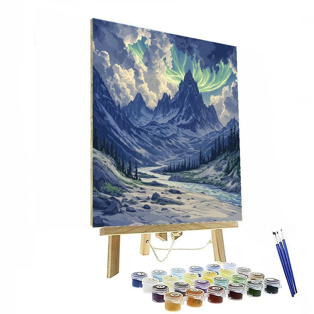 Leonardo Da Vinci Inspired Aurora Mountain Storm Study Paint by numbers kits
