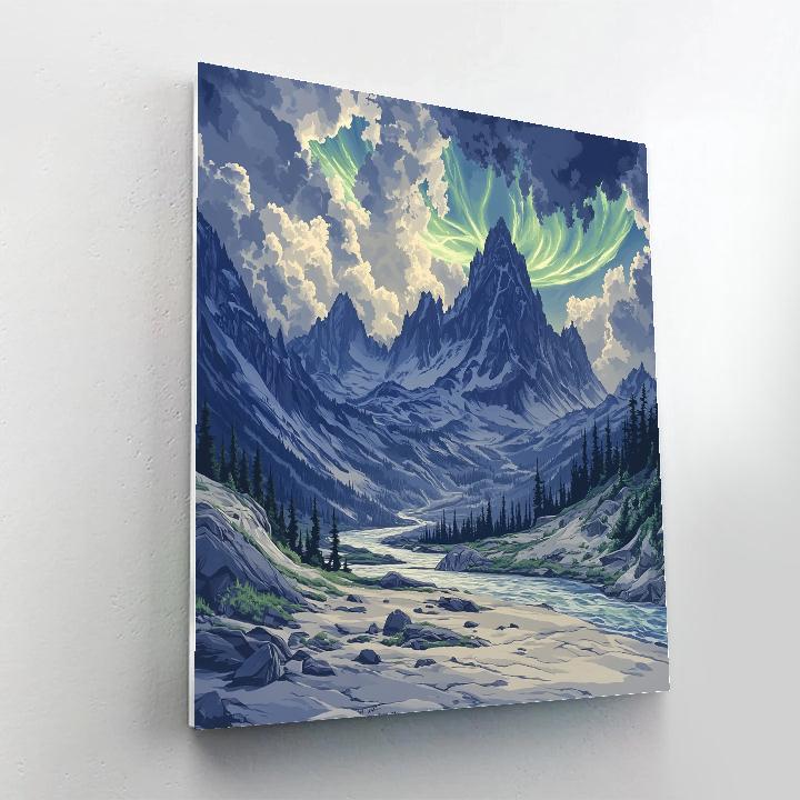 Leonardo Da Vinci Inspired Aurora Mountain Storm Study Paint by numbers kits