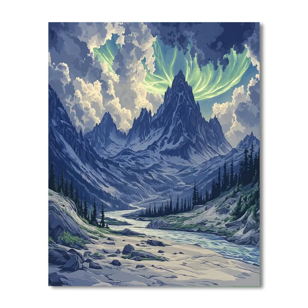 Leonardo Da Vinci Inspired Aurora Mountain Storm Study Paint by numbers kits