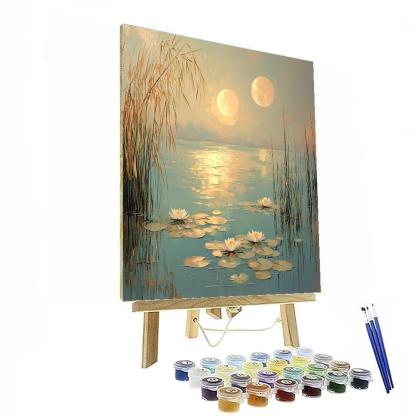 Claude Monet Inspired Water Lilies Under Two Moons paint by numbers