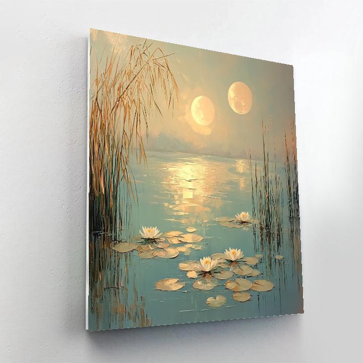 Claude Monet Inspired Water Lilies Under Two Moons paint by numbers