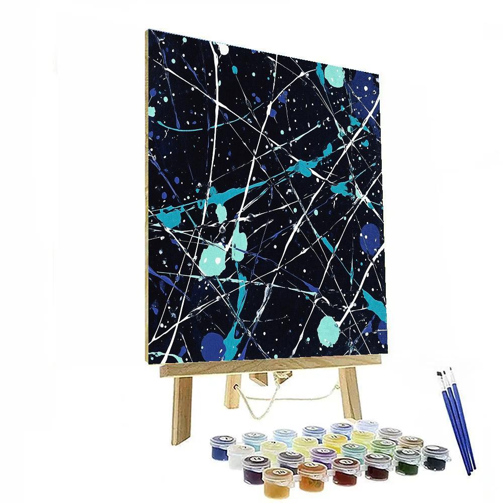 Jackson Pollock Inspired Aurora Turbulence Over Midnight Ice painting number kit