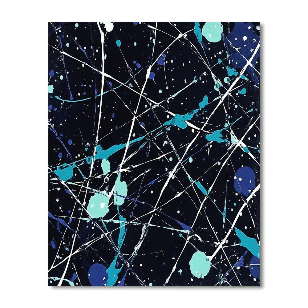Jackson Pollock Inspired Aurora Turbulence Over Midnight Ice painting number kit