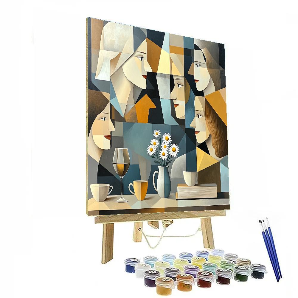 Pablo Picasso Inspired Cubist Café Friends paint by numbers