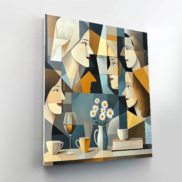 Pablo Picasso Inspired Cubist Café Friends paint by numbers