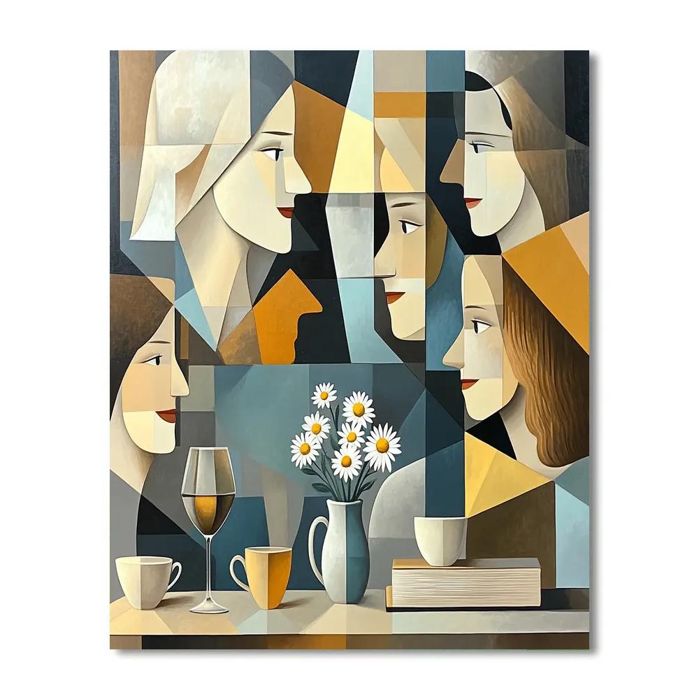 Pablo Picasso Inspired Cubist Café Friends paint by numbers