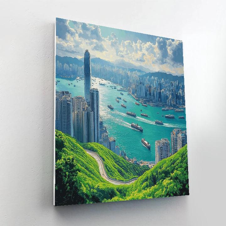 Harborfront Skyline From Victoria Peak - Hong Kong, China Paint by numbers art