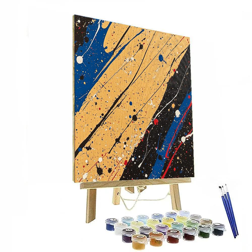 Jackson Pollock Inspired Monsoon Pressure Field In Ochre And Cobalt DIY paint by numbers