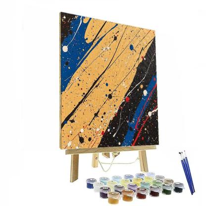Jackson Pollock Inspired Monsoon Pressure Field In Ochre And Cobalt DIY paint by numbers