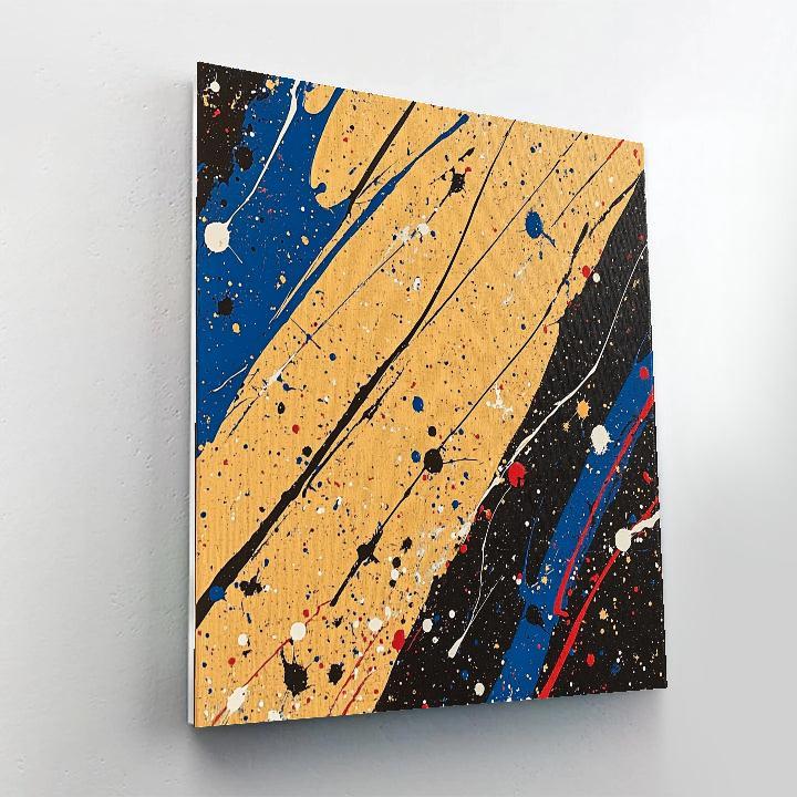 Jackson Pollock Inspired Monsoon Pressure Field In Ochre And Cobalt DIY paint by numbers