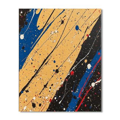 Jackson Pollock Inspired Monsoon Pressure Field In Ochre And Cobalt DIY paint by numbers