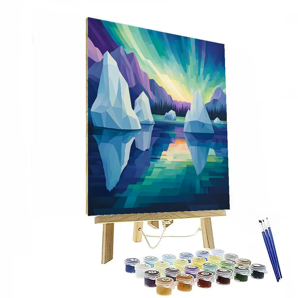 Lawren Harris Inspired Silent Fjord Ice And Celestial Aurora Veil paint by number