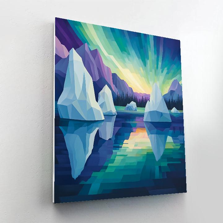 Lawren Harris Inspired Silent Fjord Ice And Celestial Aurora Veil paint by number