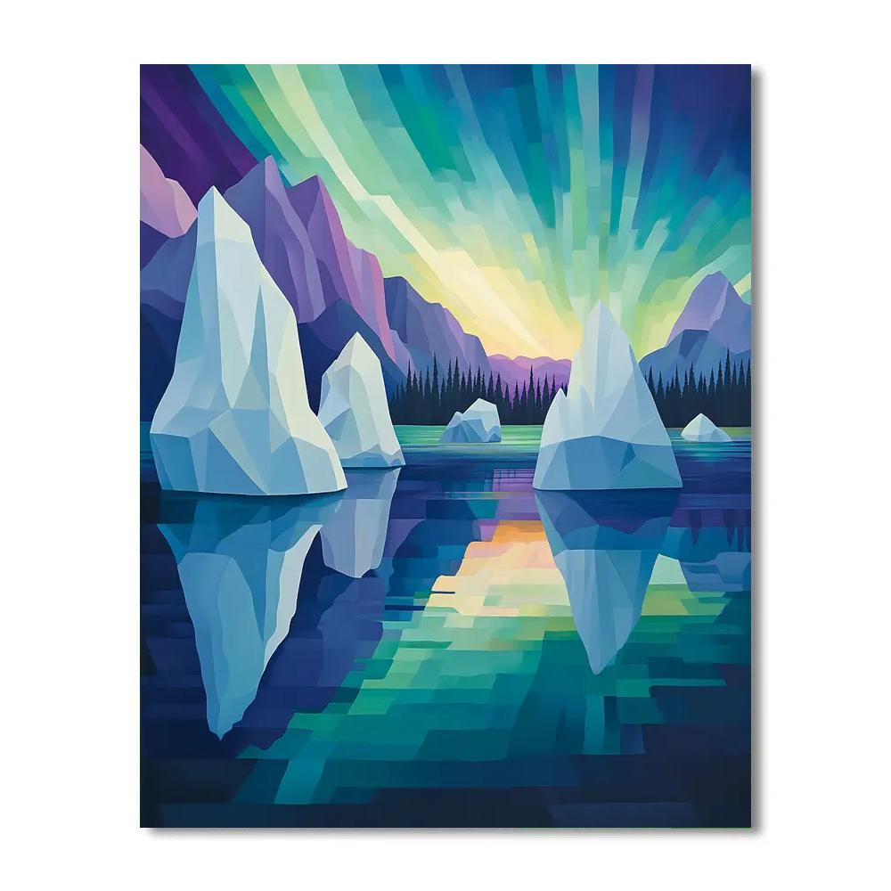 Lawren Harris Inspired Silent Fjord Ice And Celestial Aurora Veil paint by number