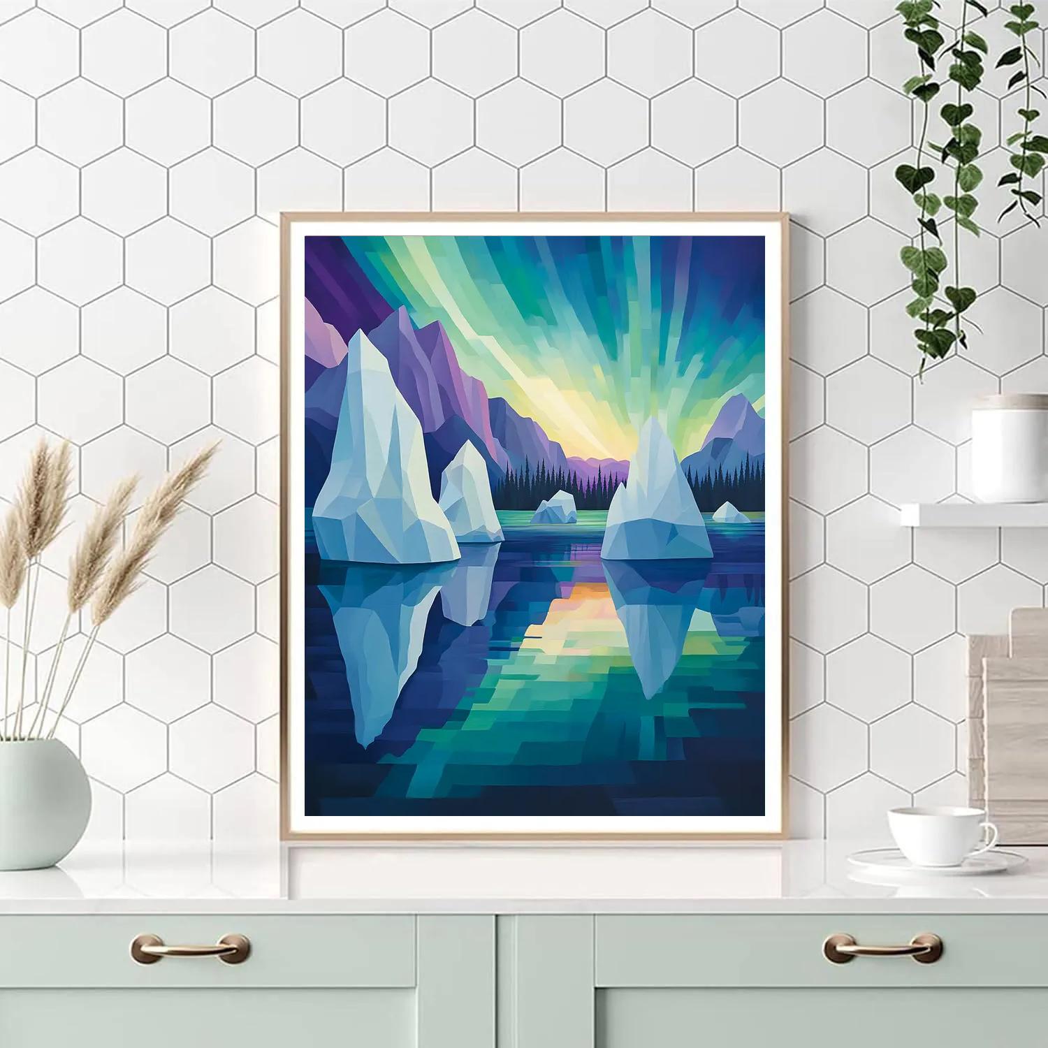 Lawren Harris Inspired Silent Fjord Ice And Celestial Aurora Veil paint by number