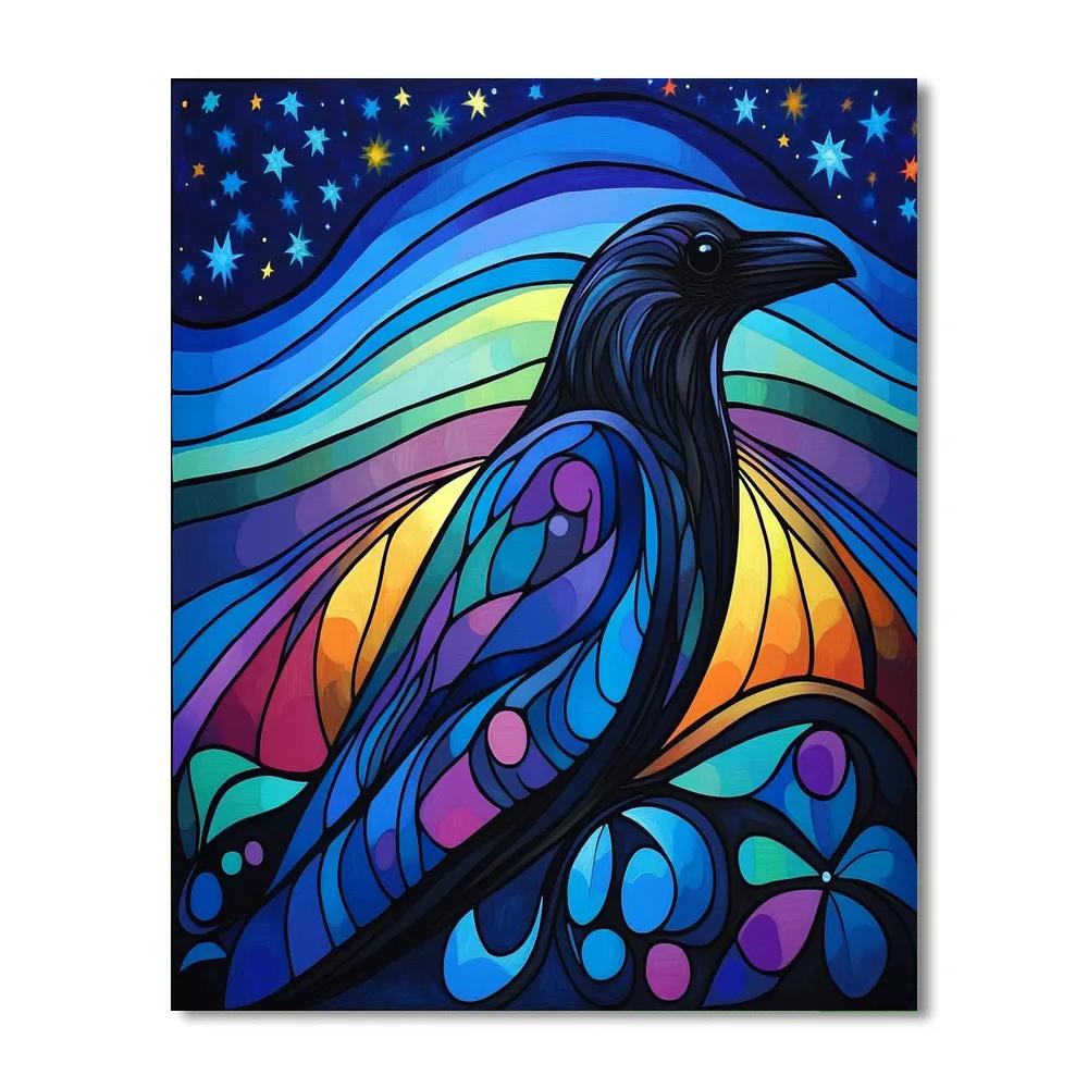Norval Morrisseau Inspired Aurora Raven And Sky Currents paint by numbers