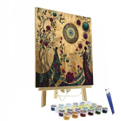 Gustav Klimt Inspired Golden Solar System Garden Paint by numbers art