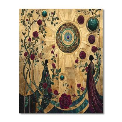 Gustav Klimt Inspired Golden Solar System Garden Paint by numbers art