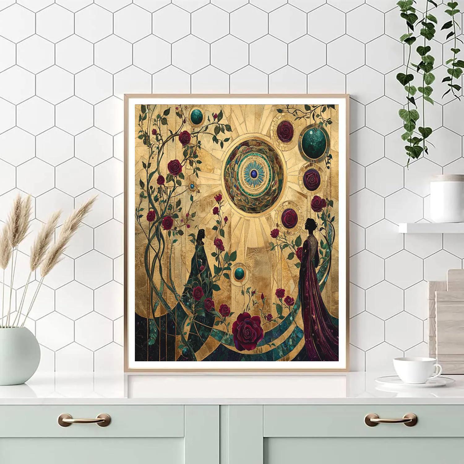 Gustav Klimt Inspired Golden Solar System Garden Paint by numbers art