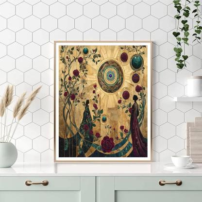 Gustav Klimt Inspired Golden Solar System Garden Paint by numbers art