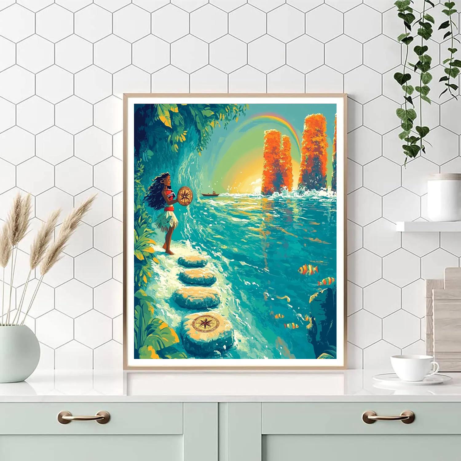 Moana Reef Compass Challenge Paint by numbers art