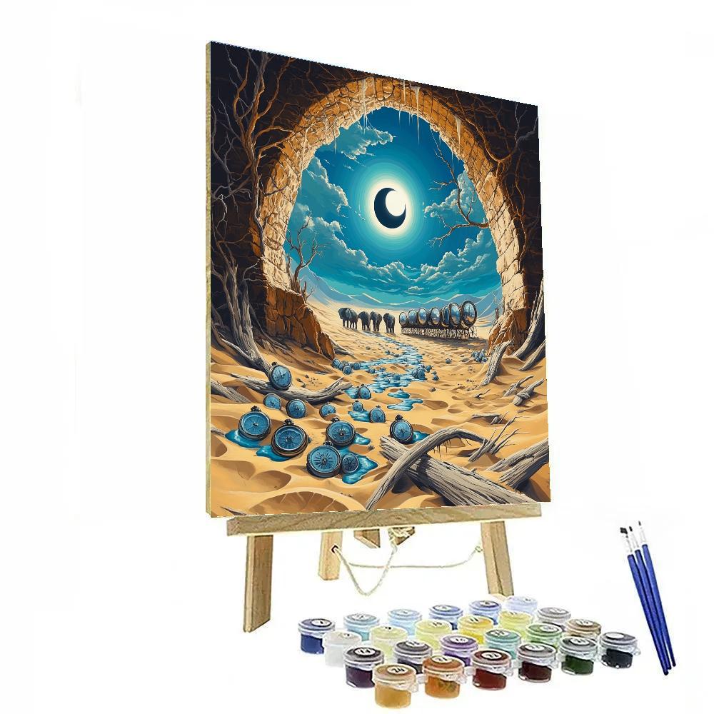 Salvador Dali Inspired Desert Eclipse Clockwork Number painting