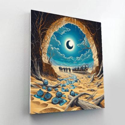 Salvador Dali Inspired Desert Eclipse Clockwork Number painting