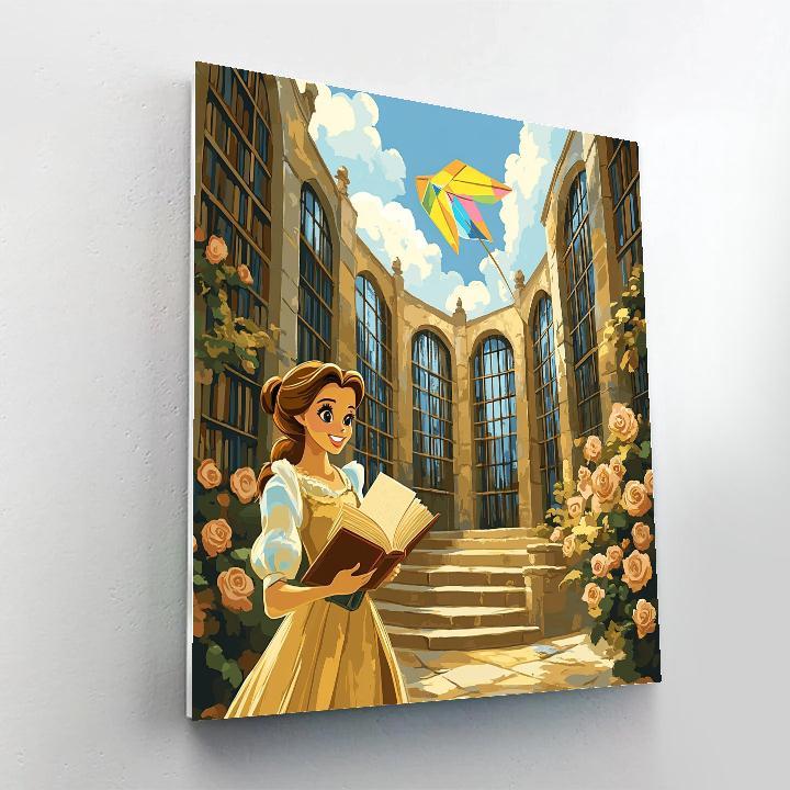 Belle Enchanted Library Kite Day Numbered painting kits