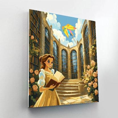 Belle Enchanted Library Kite Day Numbered painting kits