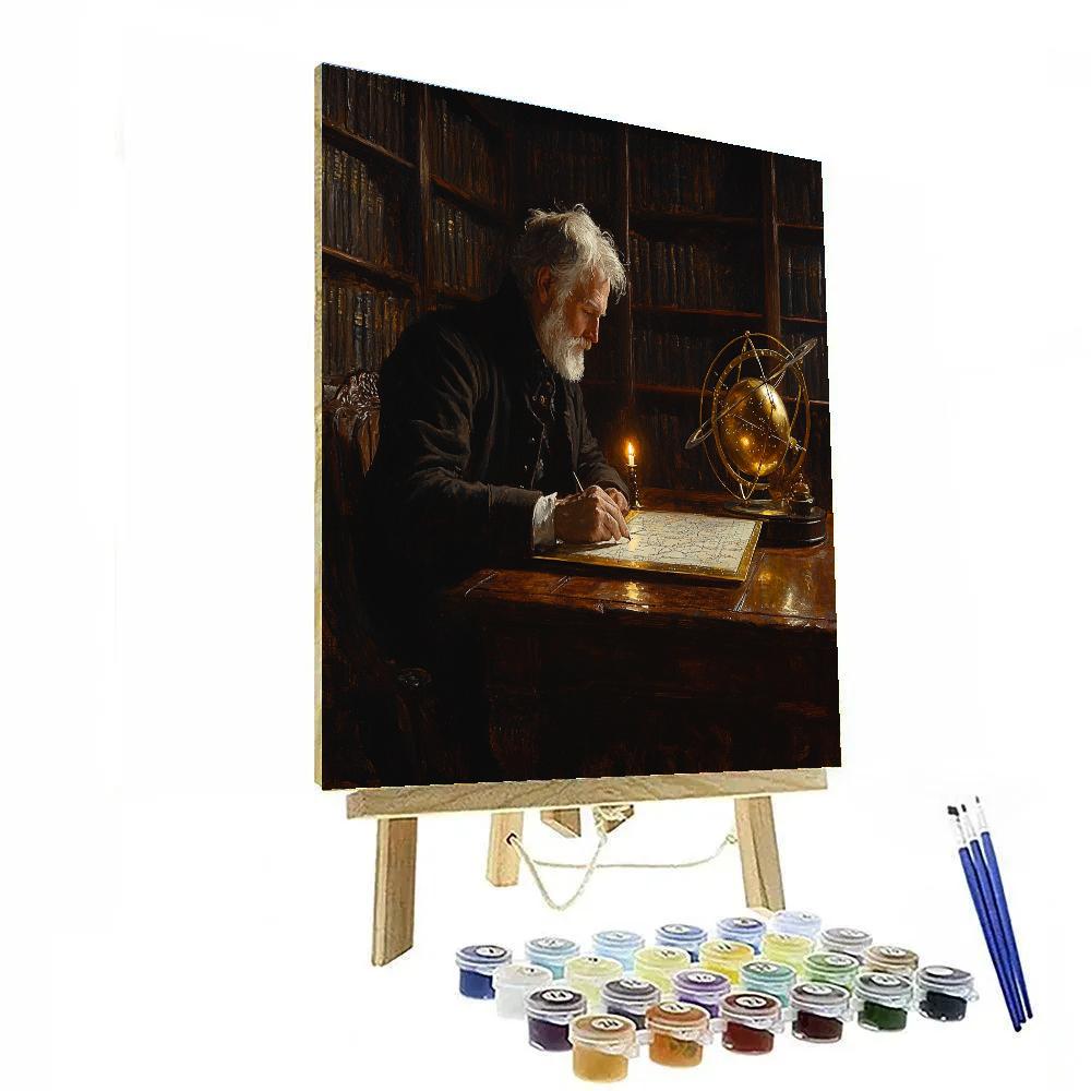 Rembrandt Inspired Candlelit Library Astronomer paint by numbers