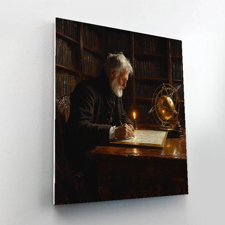 Rembrandt Inspired Candlelit Library Astronomer paint by numbers