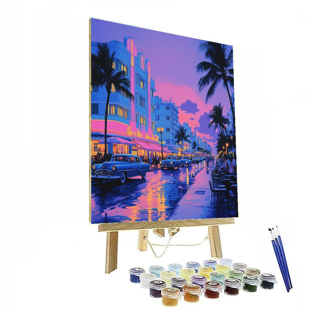 Art Deco Seafront On Ocean Drive - Miami Beach, United States Paint by numbers kits