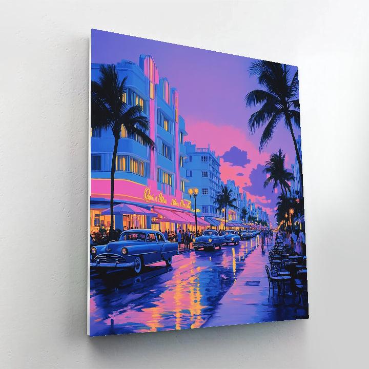 Art Deco Seafront On Ocean Drive - Miami Beach, United States Paint by numbers kits