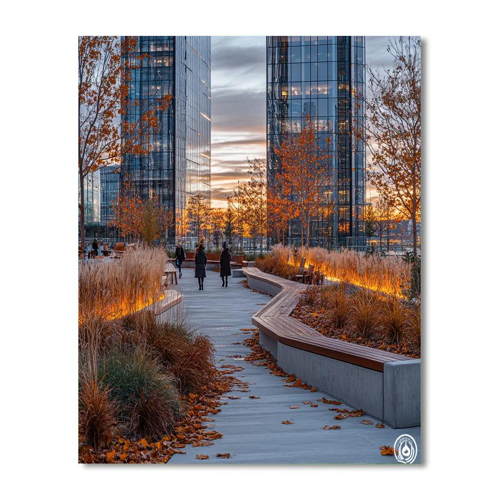 High Line Park Autumn Stroll - New York City, United States painting number kit