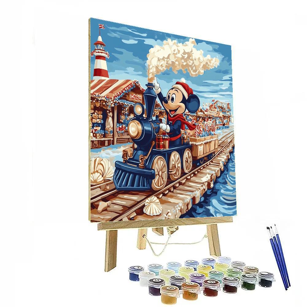 Toy Train Through The Gingerbread Pier Paint by numbers art