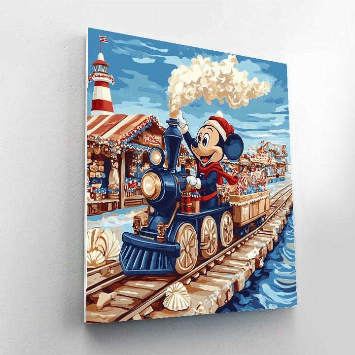 Toy Train Through The Gingerbread Pier Paint by numbers art