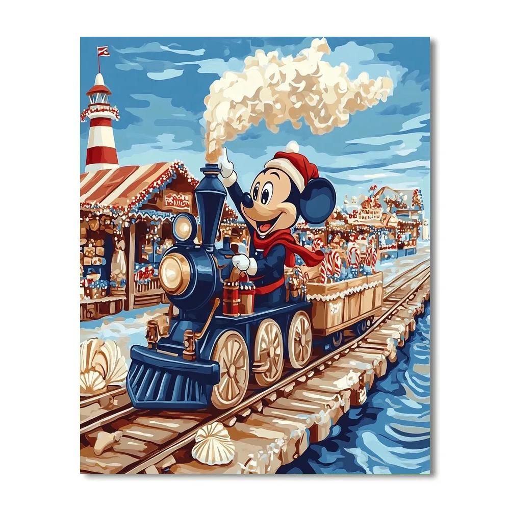 Toy Train Through The Gingerbread Pier Paint by numbers art