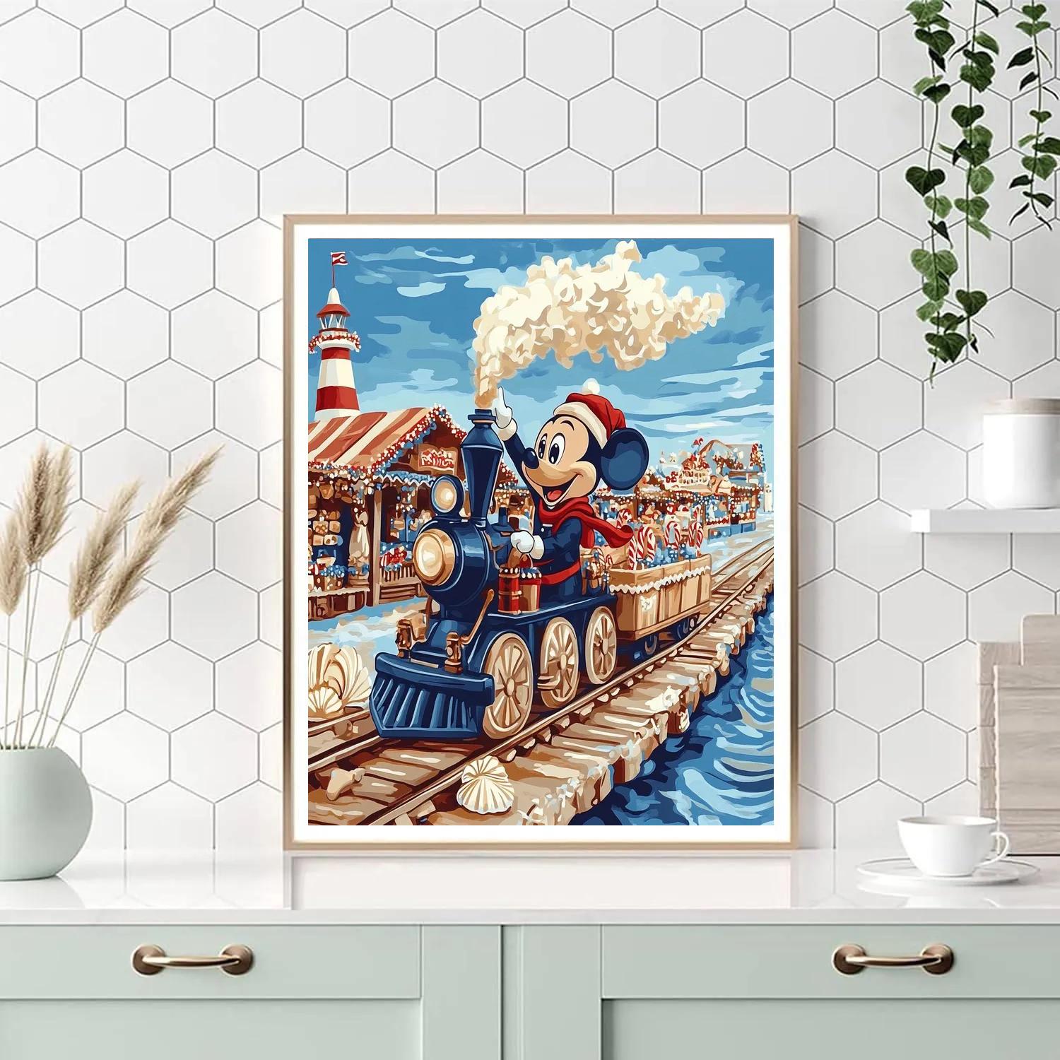 Toy Train Through The Gingerbread Pier Paint by numbers art
