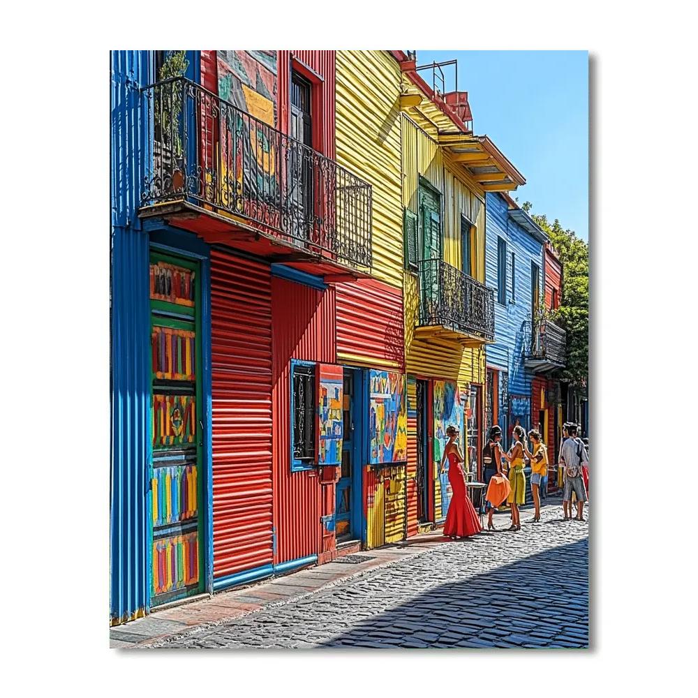 La Boca Colorful Street Scene - Buenos Aires, Argentina Paint by numbers art