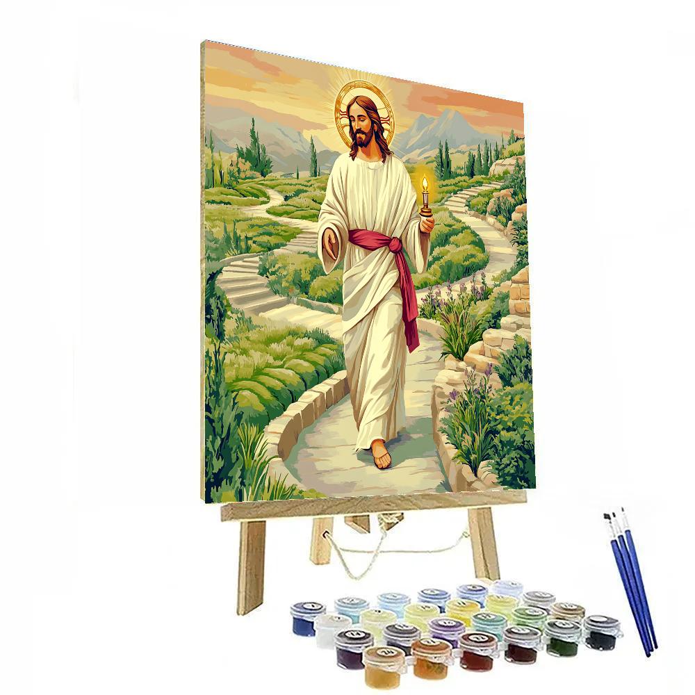 A Garden Path With Jesus Light paint by number