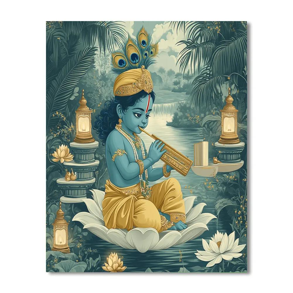 Krishna And The Floating Lotus Library Numbered painting kits
