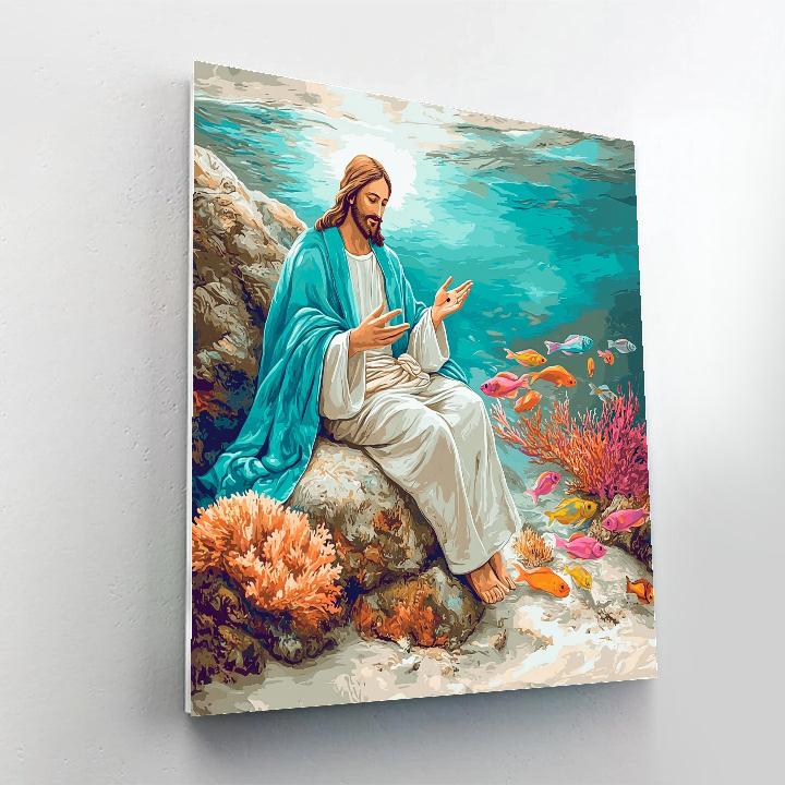 Jesus In Coral Reef Parable paint by number