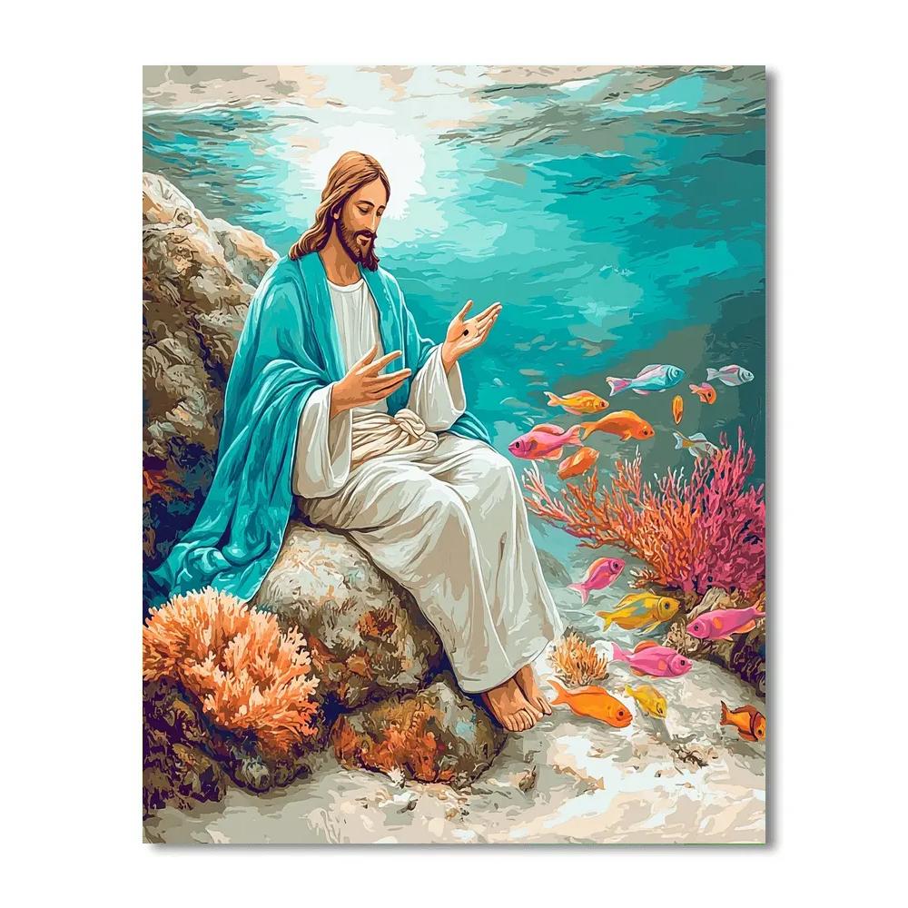 Jesus In Coral Reef Parable paint by number