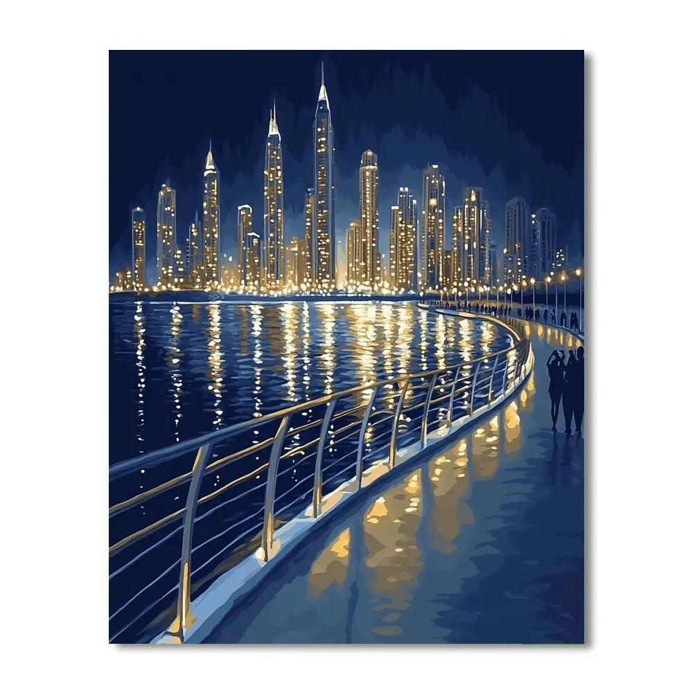 Skyline From Marina Bay Promenade - Singapore Paint by numbers art