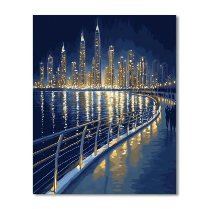Skyline From Marina Bay Promenade - Singapore Paint by numbers art
