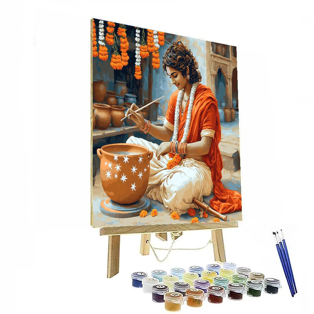 Krishna Painting Constellations On A Pottery Wheel Paint by numbers art