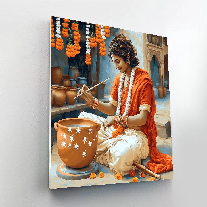 Krishna Painting Constellations On A Pottery Wheel Paint by numbers art